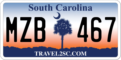 SC license plate MZB467