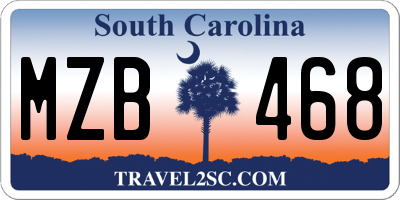 SC license plate MZB468