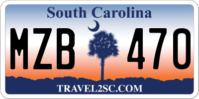 SC license plate MZB470