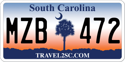 SC license plate MZB472