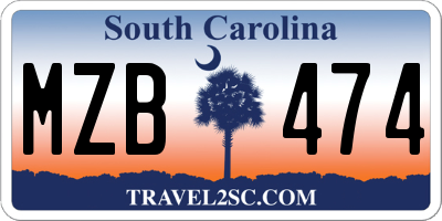 SC license plate MZB474