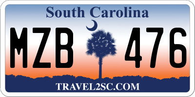 SC license plate MZB476