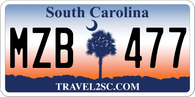SC license plate MZB477