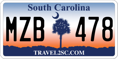 SC license plate MZB478