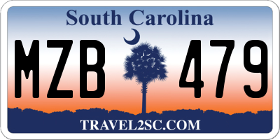 SC license plate MZB479
