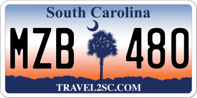 SC license plate MZB480