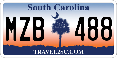 SC license plate MZB488