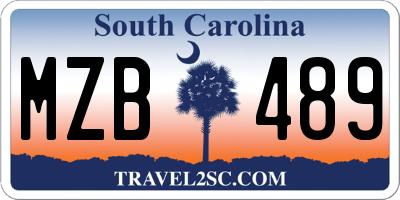 SC license plate MZB489