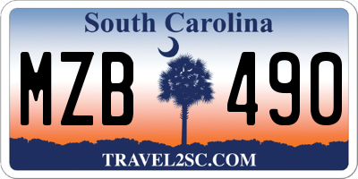 SC license plate MZB490