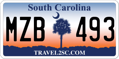 SC license plate MZB493