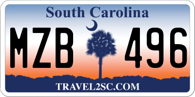 SC license plate MZB496