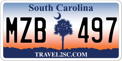 SC license plate MZB497