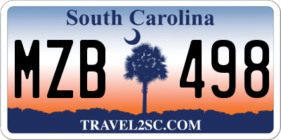 SC license plate MZB498