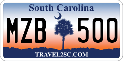SC license plate MZB500