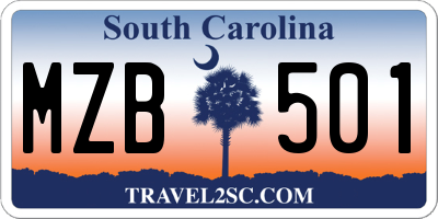 SC license plate MZB501