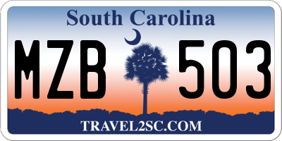 SC license plate MZB503