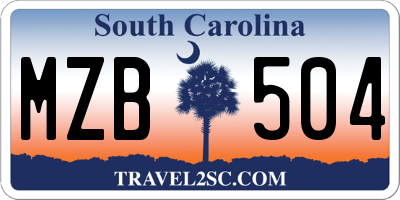 SC license plate MZB504