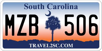 SC license plate MZB506