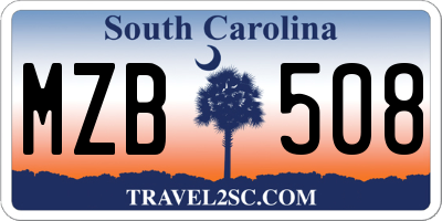 SC license plate MZB508