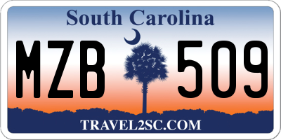 SC license plate MZB509