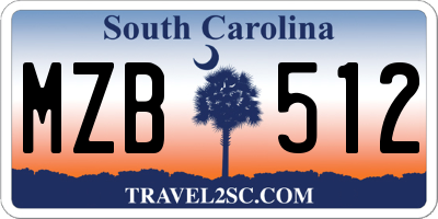 SC license plate MZB512