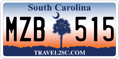 SC license plate MZB515