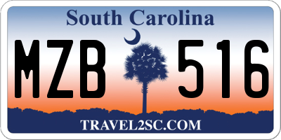 SC license plate MZB516