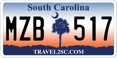 SC license plate MZB517