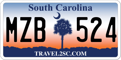 SC license plate MZB524