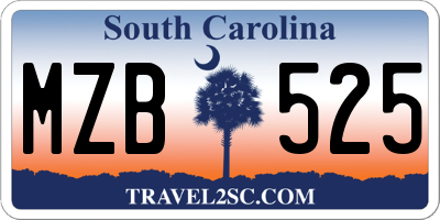 SC license plate MZB525