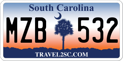 SC license plate MZB532