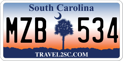 SC license plate MZB534