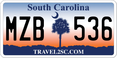 SC license plate MZB536