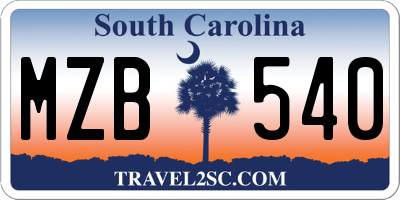 SC license plate MZB540