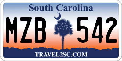 SC license plate MZB542