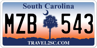 SC license plate MZB543