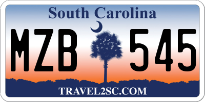 SC license plate MZB545