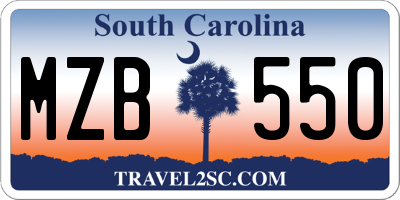 SC license plate MZB550
