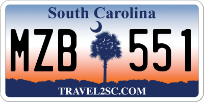 SC license plate MZB551