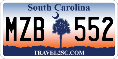 SC license plate MZB552