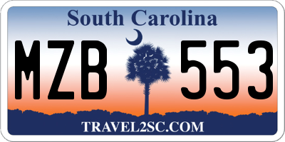 SC license plate MZB553