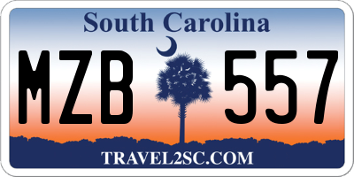 SC license plate MZB557