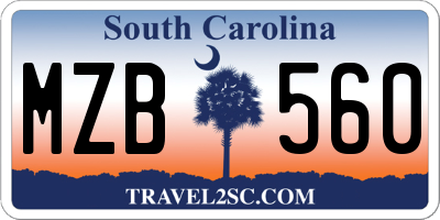 SC license plate MZB560