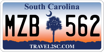 SC license plate MZB562