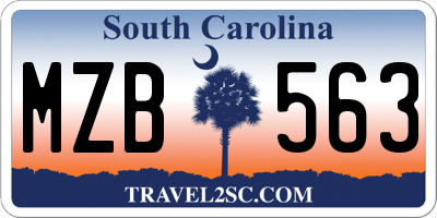 SC license plate MZB563