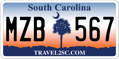 SC license plate MZB567