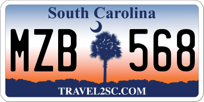 SC license plate MZB568
