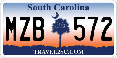 SC license plate MZB572