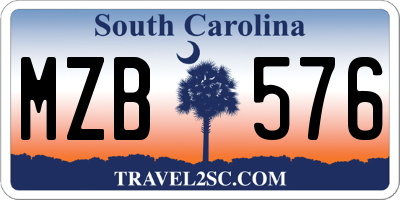 SC license plate MZB576