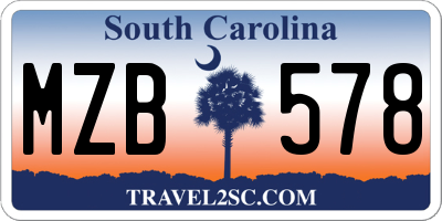 SC license plate MZB578